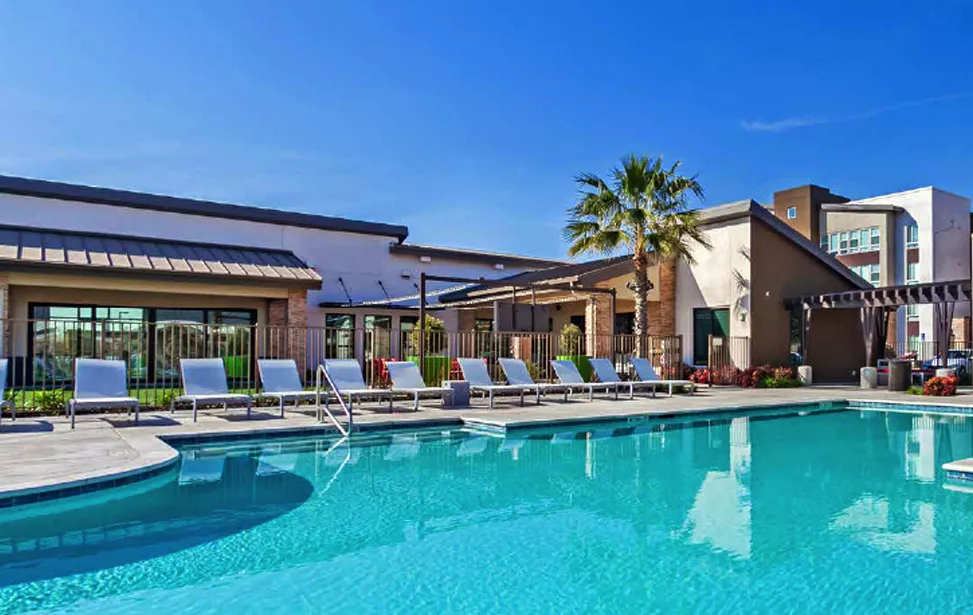 Student housing residential units and building frontage in San Jose California